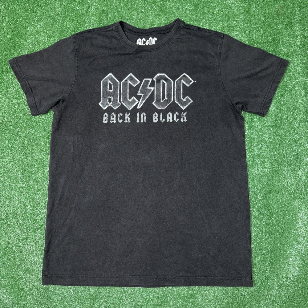 AC/DC Shirt Men's Medium Black Graphic Print Back‎ In Black Short Sleeve Tee